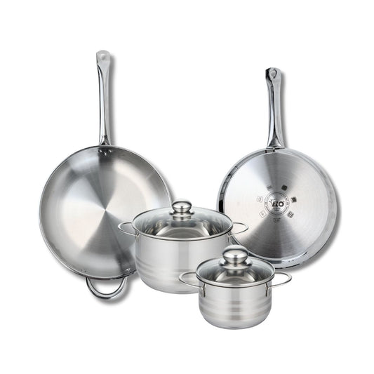 Ensemble de 2 Poêles de cuisson 28 et 32 cm et 2 faitouts 16 et 20 cm Elo Profi Brillant