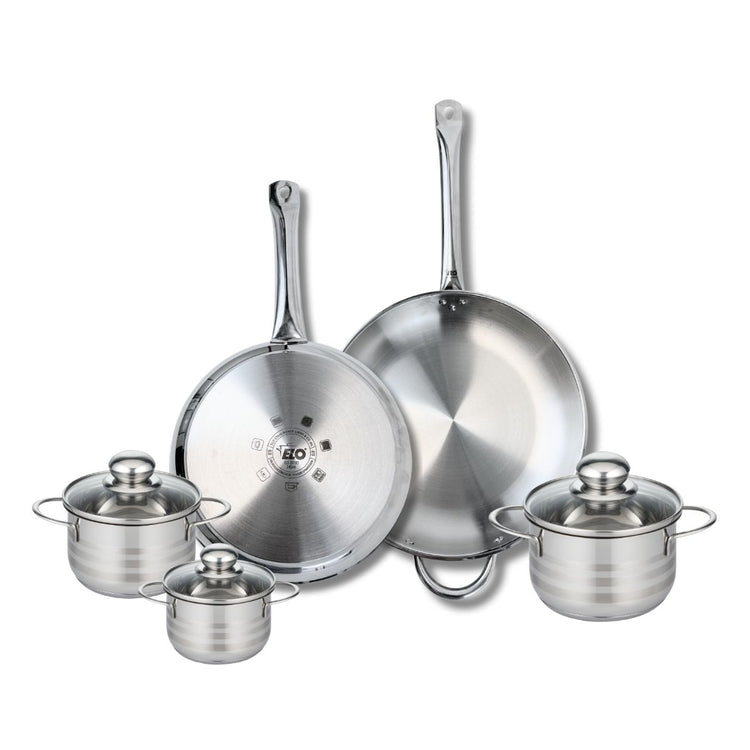 Ensemble de 2 Poêles de cuisson 28 et 32 cm et 3 faitouts 12, 14 et 16 cm Elo Profi Brillant