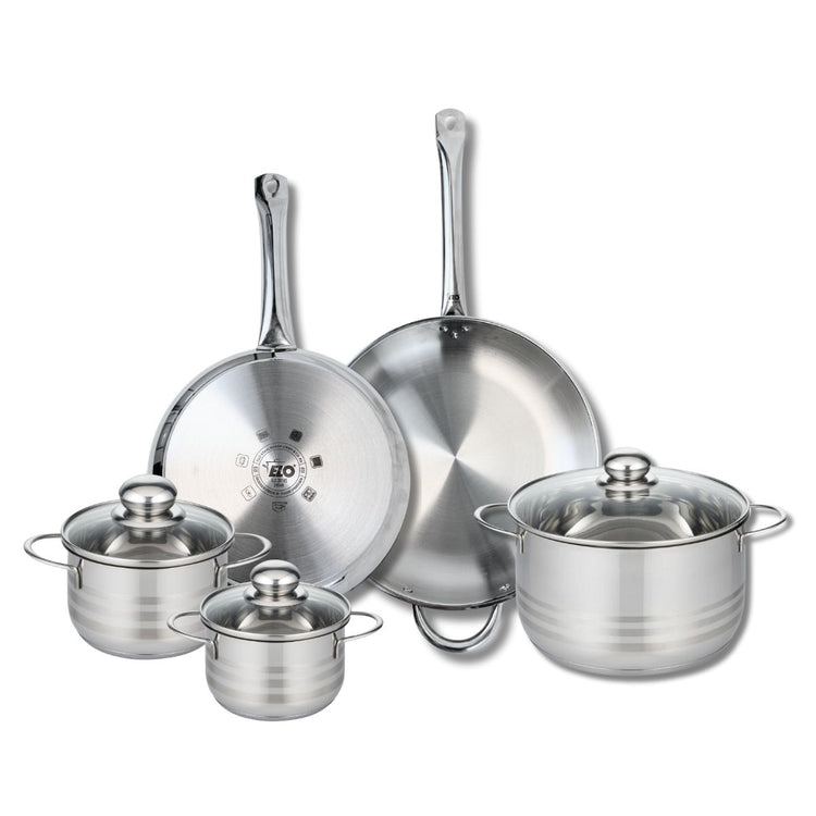 Ensemble de 2 Poêles de cuisson 28 et 32 cm et 3 faitouts 14, 16 et 24 cm Elo Profi Brillant
