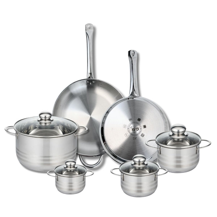 Ensemble de 2 Poêles de cuisson 28 et 32 cm et 4 faitouts 12, 14, 16 et 24 cm Elo Profi Brillant