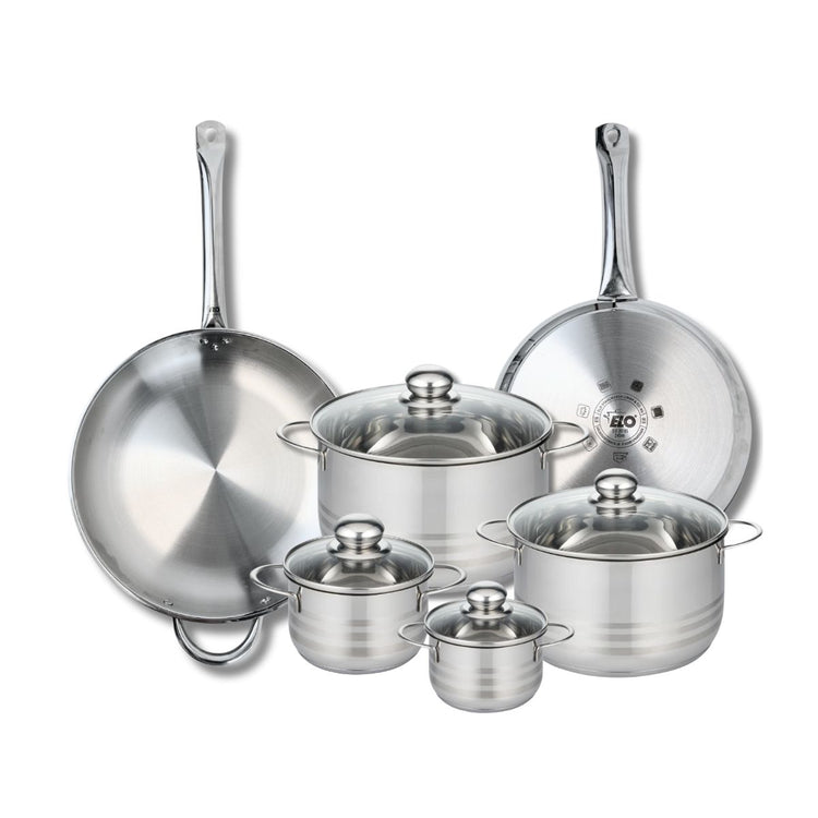 Ensemble de 2 Poêles de cuisson 28 et 32 cm et 4 faitouts 12, 14, 20 et 24 cm Elo Profi Brillant