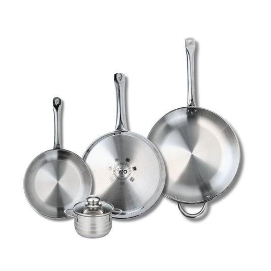 Ensemble de 3 Poêles de cuisson 24, 28 et 32 cm et 1 faitout 12 cm Elo Profi Brillant