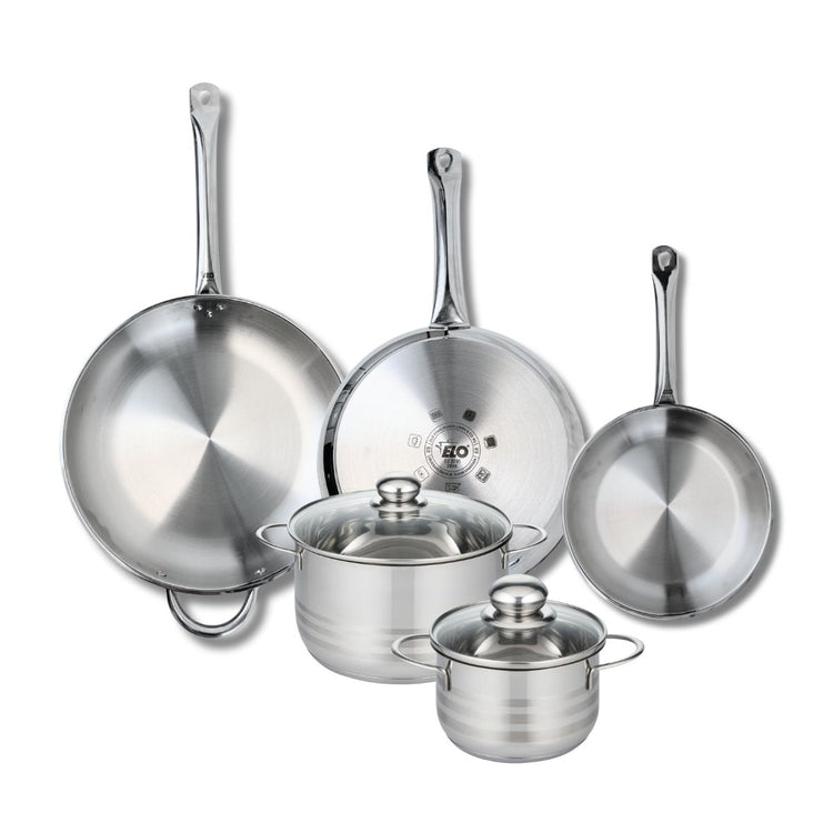 Ensemble de 3 Poêles de cuisson 24, 28 et 32 cm et 2 faitouts 16 et 20 cm Elo Profi Brillant
