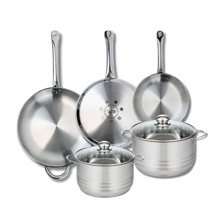 Ensemble de 3 Poêles de cuisson 24, 28 et 32 cm et 2 faitouts 20 et 24 cm Elo Profi Brillant