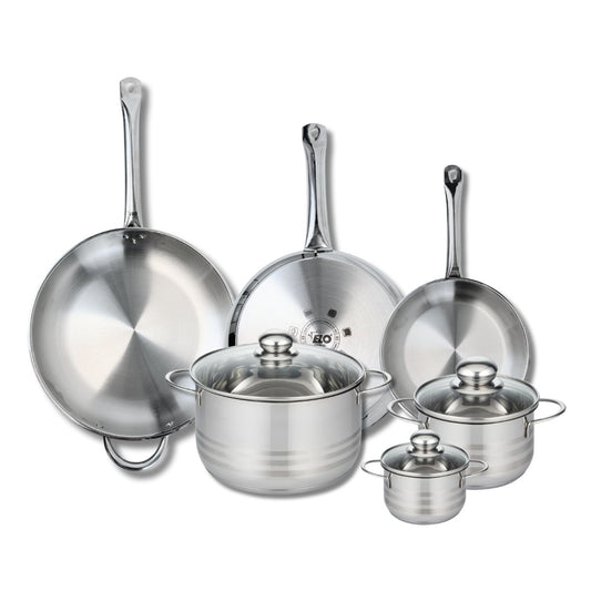 Ensemble de 3 Poêles de cuisson 24, 28 et 32 cm et 3 faitouts 12, 16 et 24 cm Elo Profi Brillant