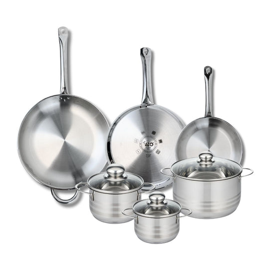 Ensemble de 3 Poêles de cuisson 24, 28 et 32 cm et 3 faitouts 14, 16 et 20 cm Elo Profi Brillant