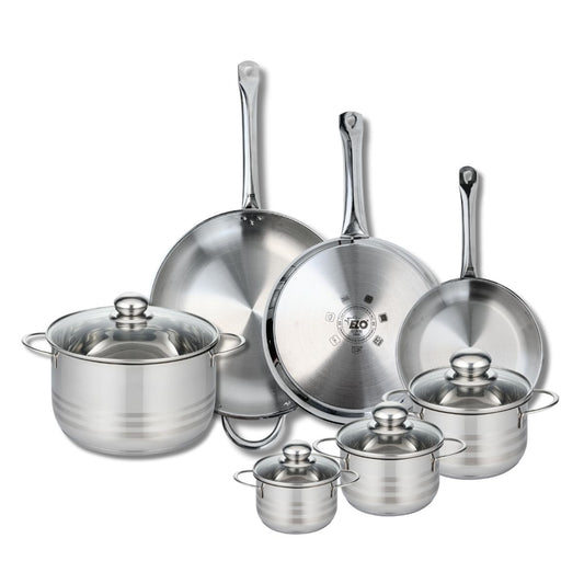 Ensemble de 3 Poêles de cuisson 24, 28 et 32 cm et 4 faitouts 12, 14, 16 et 24 cm Elo Profi Brillant