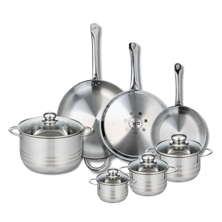 Ensemble de 3 Poêles de cuisson 24, 28 et 32 cm et 4 faitouts 12, 14, 16 et 24 cm Elo Profi Brillant