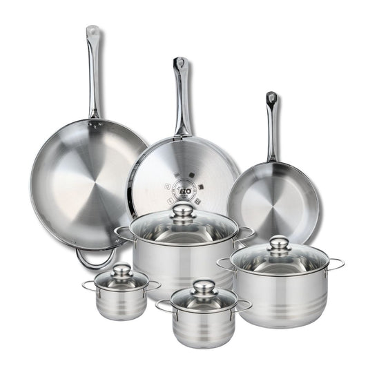 Ensemble de 3 Poêles de cuisson 24, 28 et 32 cm et 4 faitouts 12, 14, 20 et 24 cm Elo Profi Brillant