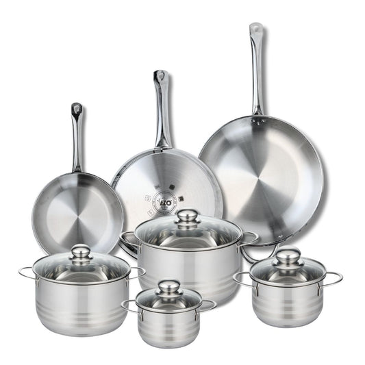 Ensemble de 3 Poêles de cuisson 24, 28 et 32 cm et 4 faitouts 14, 16, 20 et 24 cm Elo Profi Brillant