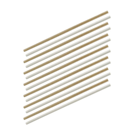Lot de 60 pailles en papier brun et blanc 24 cm Fackelmann Bar Concept