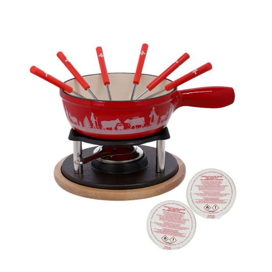 Service à fondue au fromage 6 personnes et 2 coupelles d'alcool gélifié Rotel Swiss Tradition