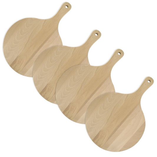 Lot de 4 planches à pizza et tarte flambée en bois 30 cm Fackelmann Pizzas Lovers