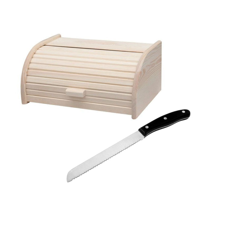 Set de 2 ustensiles pour le pain avec Huche à pain en bois et Couteau à pain Fackelmann Boissellerie