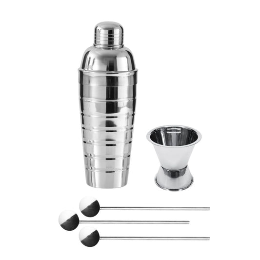 Trio cocktails shaker, doseur à alcool et 3 cuillères à cocktail inox Fackelmann Bar Concept