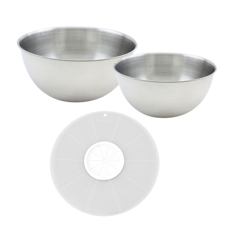 Ensemble de 2 bols de préparation 25 cm et 20.5 cm avec couvercle anti projections Fackelmann Basic