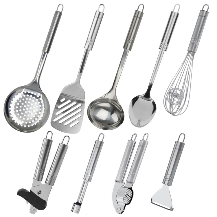 Ensemble de 9 ustensiles de cuisine inox Fackelmann Ovale