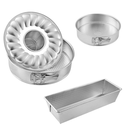 Ensemble de 3 moules à gâteaux avec moule à cakes + moule manqué + moule à manqué et savarin Zenker Silver