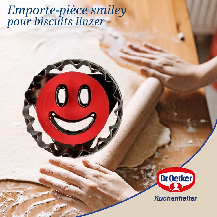 Ensemble de 2 Emporte-pièces biscuit linzer motif smiley Dr Oetker Noël