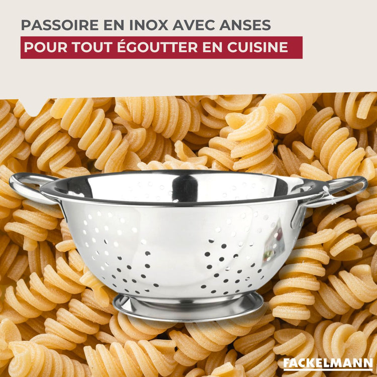 Ensemble de 2 Passoires inox 24 cm avec anses Fackelmann