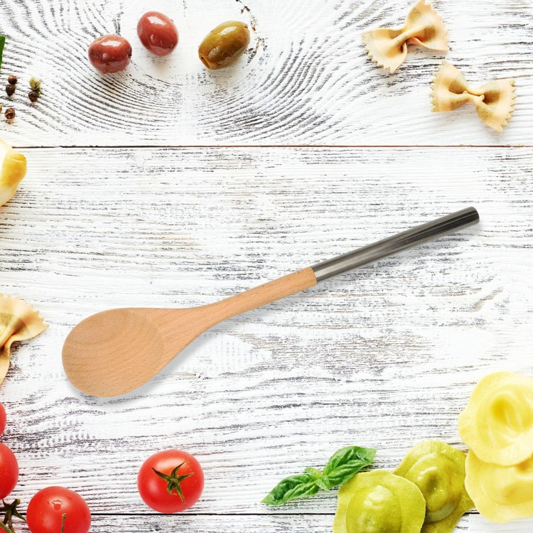 Ensemble de 2 Cuillères en bois manche inox 34 cm Fackelmann Boissellerie