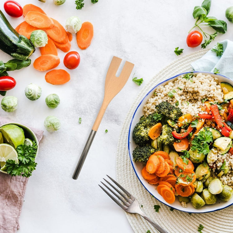 Ensemble de 2 Fourchettes à salade verte en bois 34 cm Fackelmann Boissellerie