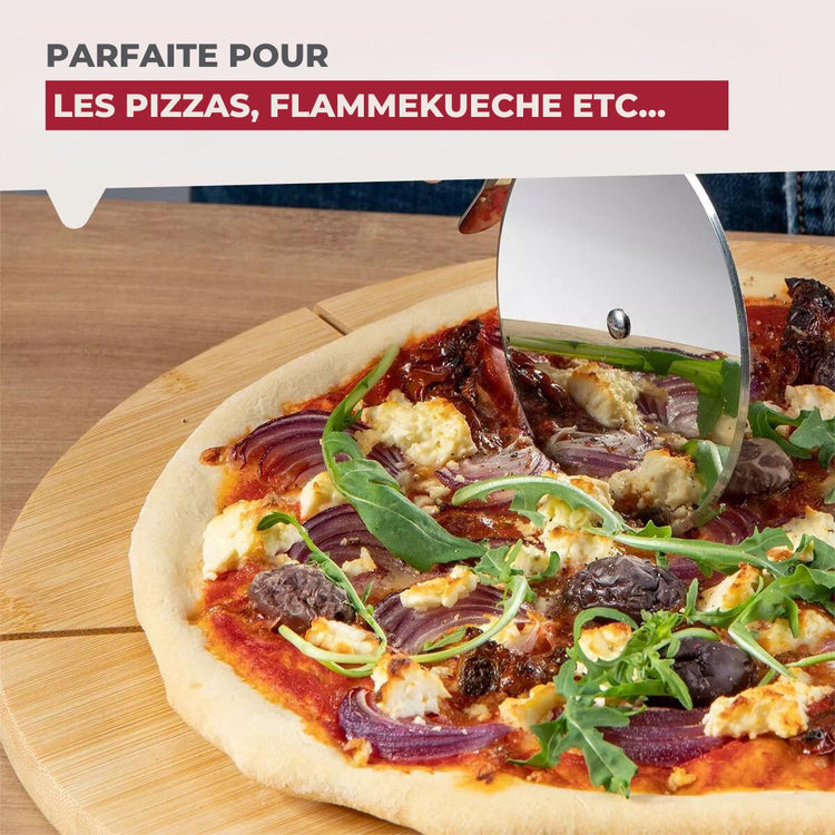 Ensemble de 4 Planches à pizza avec rainures de coupe, Ø 32 cm