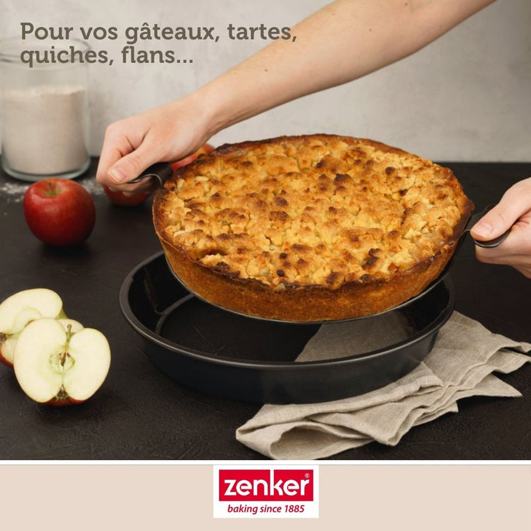 Ensemble de 2 Moules à gâteau et quiches rond de 28 cm avec fond amovible Zenker Black Metallic