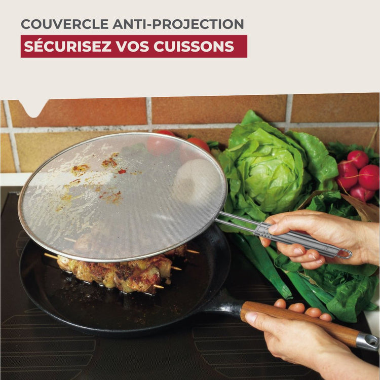 Set de 2 couvercles de cuisine 29/29 cm en acier inoxydable avec 2 ustensiles Fackelmann Basic