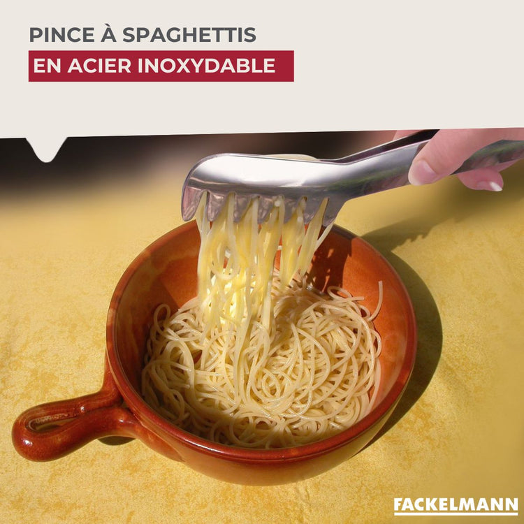 Ensemble de 2 Pinces à spaghettis, de cuisine en Acier inoxydable 19 cm Fackelmann