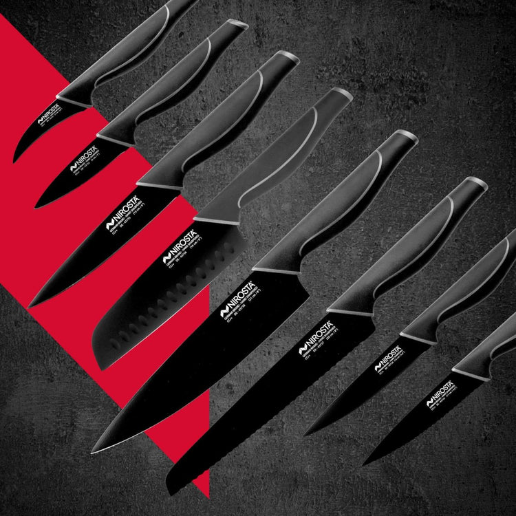 Ensemble de 2 Couteaux de cuisine Santoku lame de 16 cm Nirosta Black Edition