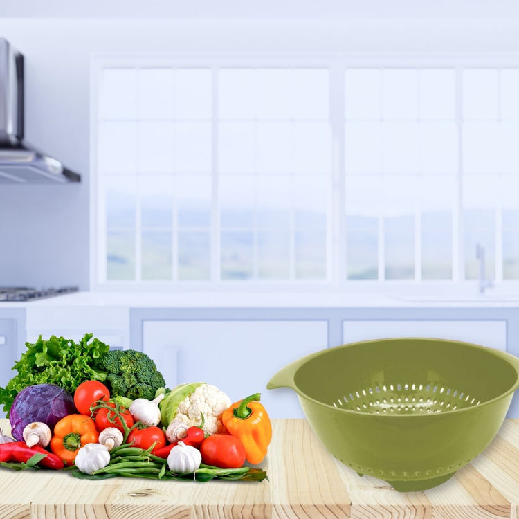 Ensemble de 2 Passoires en plastique vert 23 cm de diamètre Fackelmann Zéro