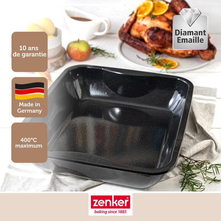 Ensemble de 2 Plats à four XXL rectangle en acier émaillé 40 x 34 cm Zenker Spécial cooking