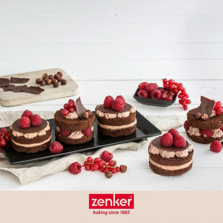 Ensemble de 2 Plaques pâtisserie 12 mini Moules ronds amovibles 38 x 30 cm Zenker Black Metallic