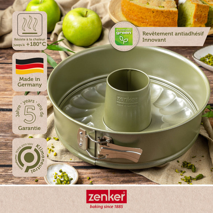 Ensemble de 2 Moules à manqué et à savarin double fond 26 cm Zenker Green Vision