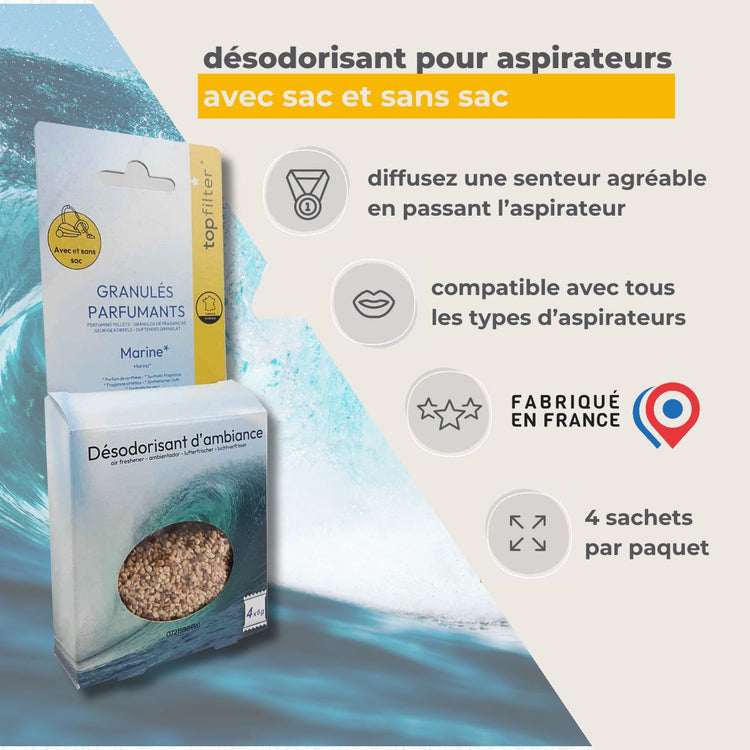 4 Sachets de granulés parfumés pour aspirateur senteur marine TopFilter