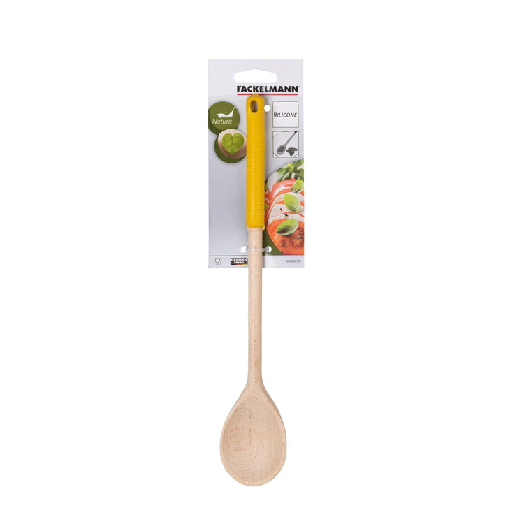 Cuillère de cuisine en bois avec manche en silicone coloré Fackelmann Wood Edition