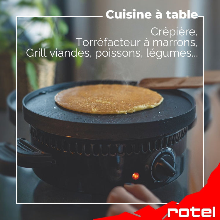 Torréfacteur à marrons, crêpière et grill électrique multifonctions Rotel