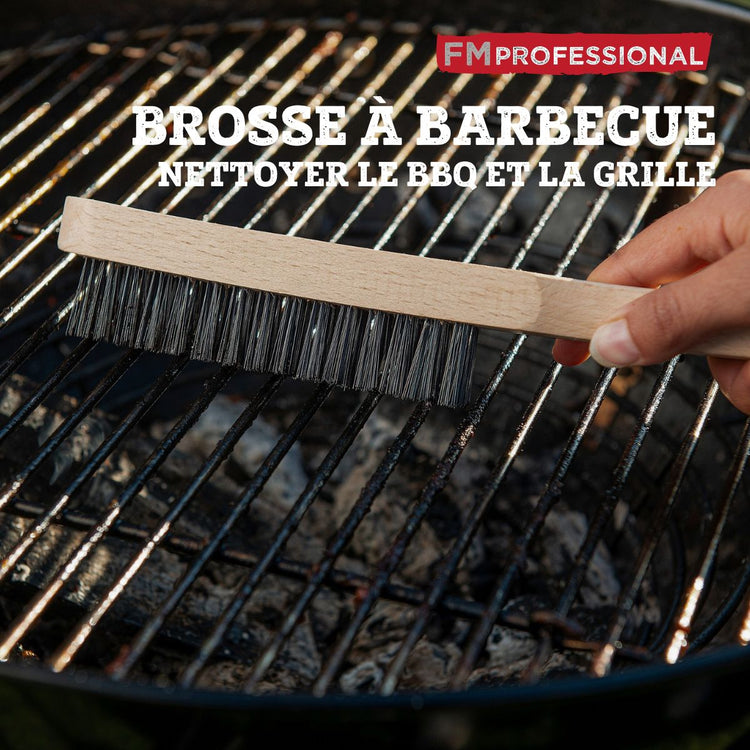 Brosse à nettoyer le barbecue 28 cm bois et acier FM Professional