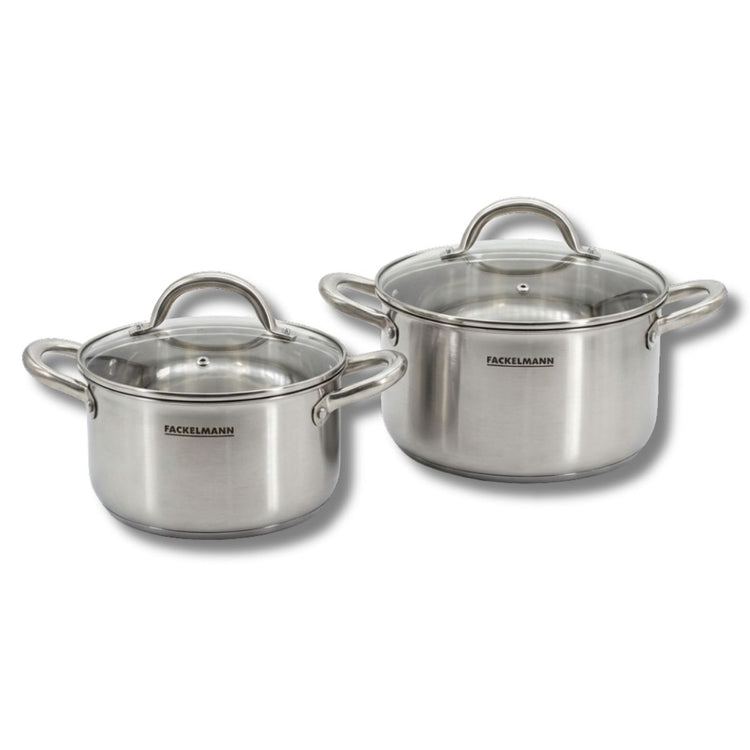Batterie de cuisine avec 2 faitouts 20/24 cm en inox sans PFAS Fackelmann Vita3