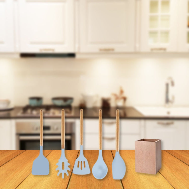 Set d'ustensiles de cuisine en bois avec pot de rangement Fackelmann