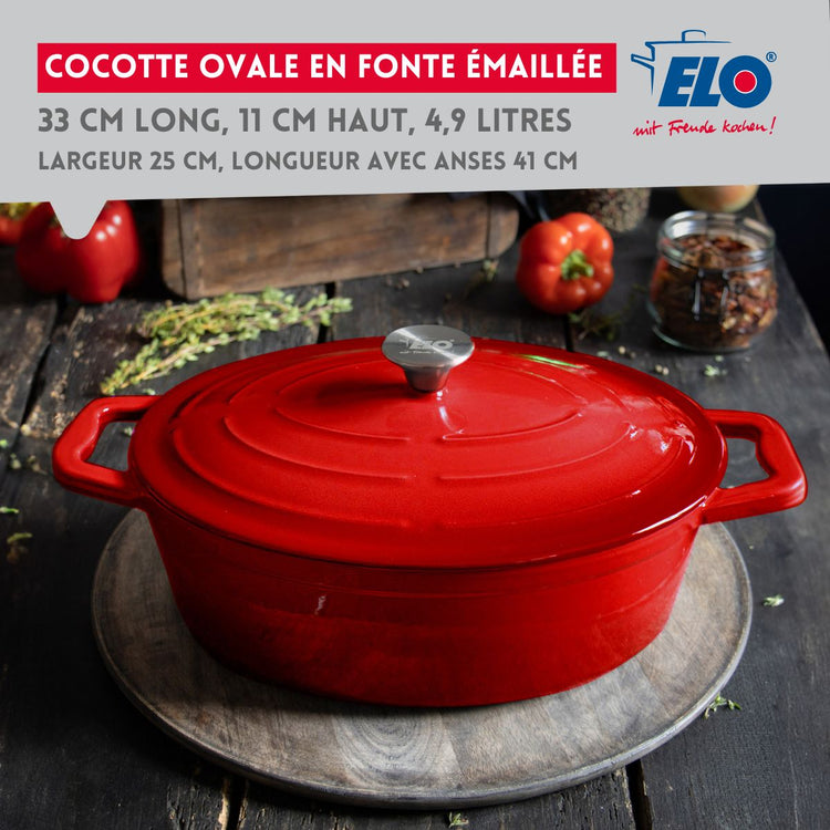 Cocotte en fonte émaillée rouge cerise 33 cm 5 L Elo