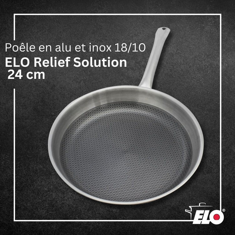 Poêle en acier inoxydable 18/10 24 cm Elo Relief Solution