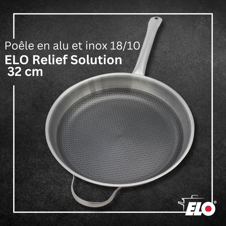 Poêle en acier inoxydable 18/10 32 cm Elo Relief Solution