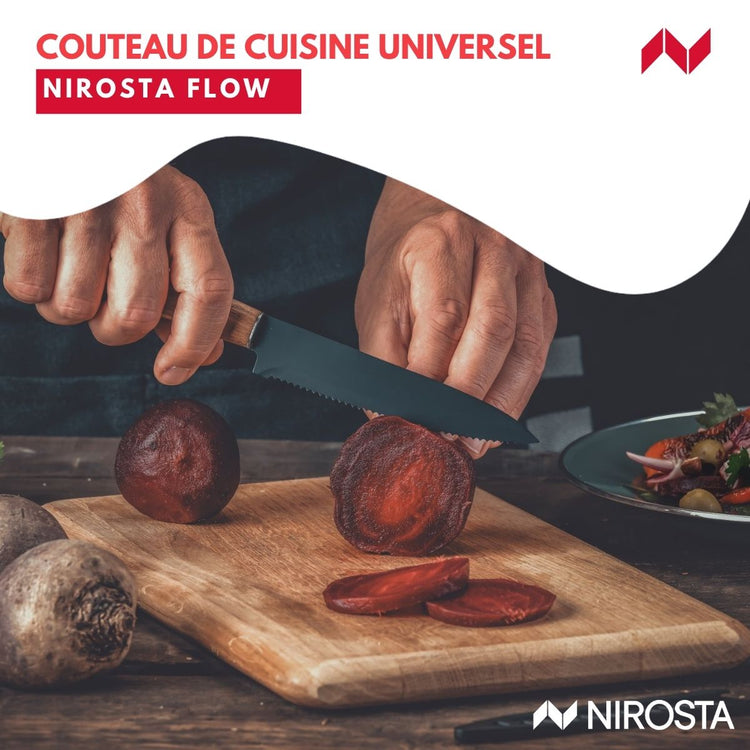 Couteau de cuisine lame crantée 24 cm Nirosta Flow