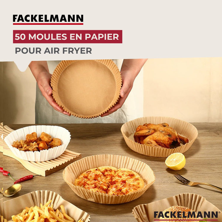 50 Moules en papier air fryer ronds 20 cm Fackelmann