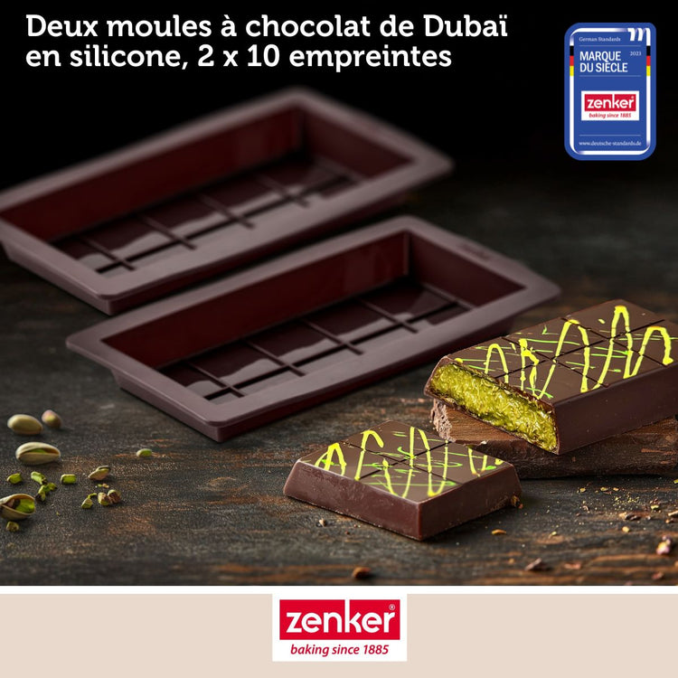 Deux moules à tablettes chocolat de Dubaï en silicone Zenker Special Creative