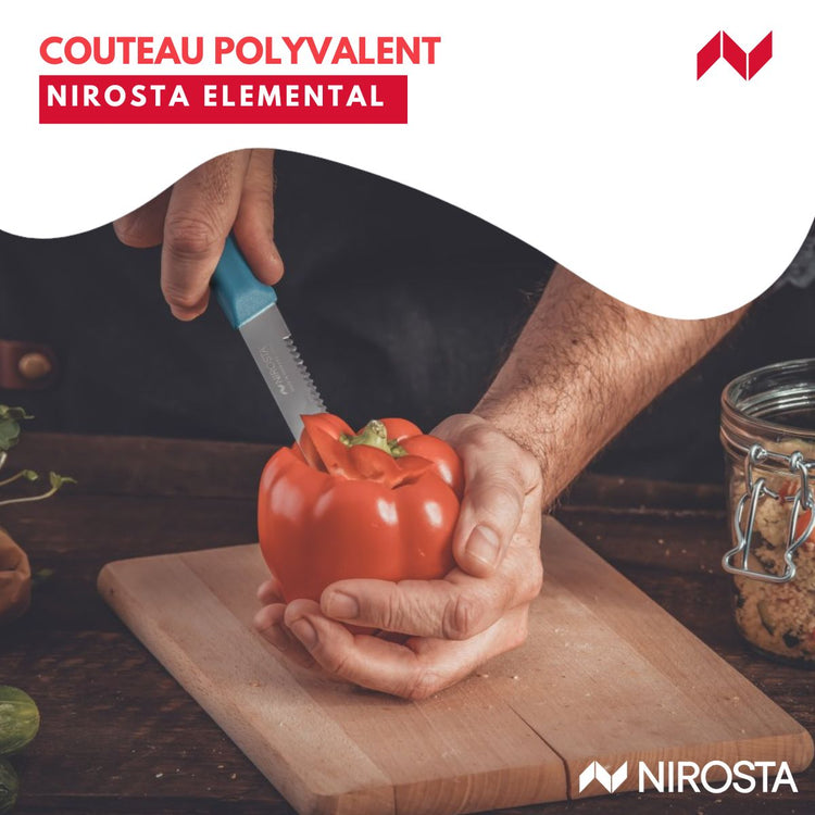 Couteau de cuisine lame crantée 21,5 cm Nirosta Elemental