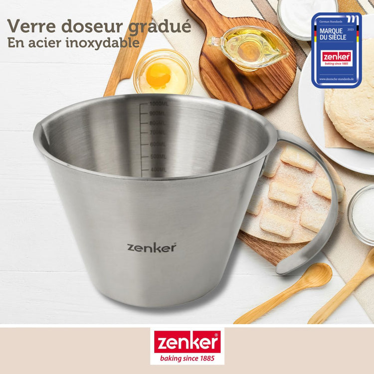 Verre doseur gradué en inox 1 litre Zenker