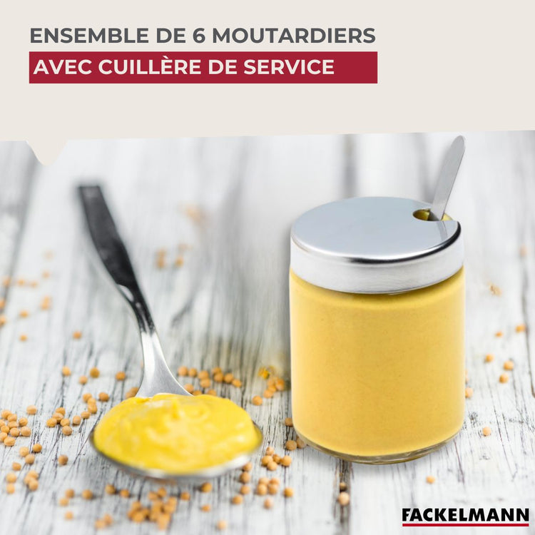 Lot de 6 pots à moutarde avec cuillère Fackelmann